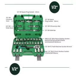 Malfah Enterprises Ratchet Socket Wrench Set With Half Inch Ratchet 8-32 mm Alloy Steel, Chrome Vanadium Steel Sliver image 4