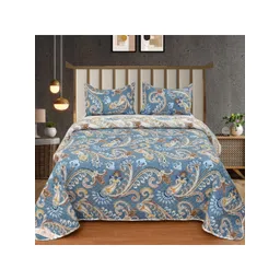 MallowWorld Grey & White Printed Double King Bed Cover Set-picture-14