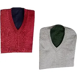 malvina Men's Combo of Maroon-Blue and Grey-Green Sleeveless Sweater(Only 1)-picture-47