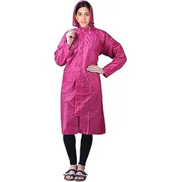 malvina Women's PVC Hooded Rain Coat, Overcoat with Hidden Collar Pocket for Cap (Pink)-picture-47