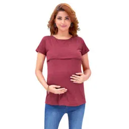 mama & bebe Women Relaxed Fit T-Shirt with Concealed Zip Closure-picture-16
