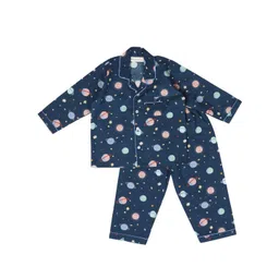MAMA AND PEACHES Kids Graphic Printed Notched Lapel Collar Pure Cotton Shirt & Pyjamas-picture-10