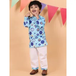 MAMA AND PEACHES Unisex Kids Printed Regular Pure Cotton Kurta with Pyjamas-picture-15