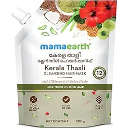 Mamaearth Kerala Thaali Cleansing Pre-Shampoo Hair Mask with Hibiscus, Shikakai, Amla, Flaxseed for Thick & Long Hair 200g | Ready To Use Thali | Gently Cleanses | Adds Shine | 100% Natural Herbs | 12 Potent Herbs-picture-12