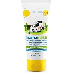 Mamaearth Milky Soft Mineral Based Sunscreen SPF 30 & Pa+++ with Oats, Milk and Calendula for Babies- 80 G|Made Safe Certified|Toxin Free,1 Count,White-picture-24