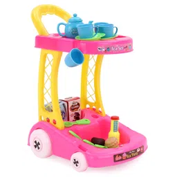 Mamma Mia Tea Set Trolley Pretend Playset - 19 Pieces (Color May Vary)-image-33