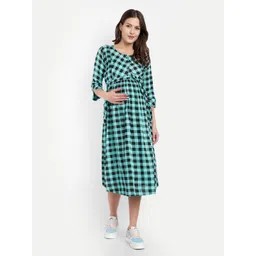 Mammas Maternity Checked Maternity A-Line Midi Dress-picture-39
