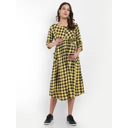 Mammas Maternity Checked Maternity A-Line Midi Dress-picture-40