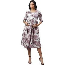 mamma's maternity Cotton Blend Printed Maternity/Feeding/Nursing Dress-picture-51