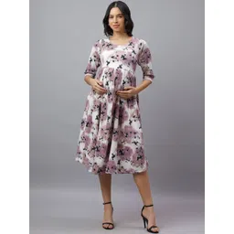 Mammas Maternity Print Maternity A-Line Midi Dress-picture-43