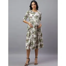 Mammas Maternity Printed Maternity A-Line Midi Dress-picture-41