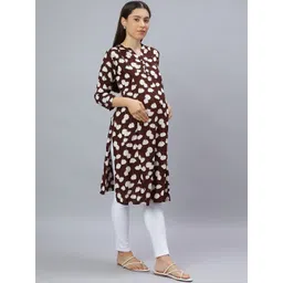 Mammas Maternity Printed V-Neck Pure Cotton Maternity Kurti image 4