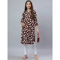 Mammas Maternity Printed V-Neck Pure Cotton Maternity Kurti image 1
