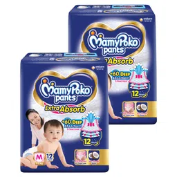 MamyPoko Extra Absorb Pant Style Diapers Medium - 12 Pieces - (Pack of 2)-picture-20