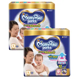 MamyPoko Extra Absorb Pants Style Diapers Small - 66 Pieces - (Pack of 2)-picture-25