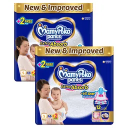 MamyPoko Extra Absorb Pants Style Diapers (Small) 68 - (Pack of 2)-picture-33