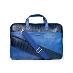 Man Arden Blue Animal Effect 14 inch Medium Leather Laptop Bag-picture-26