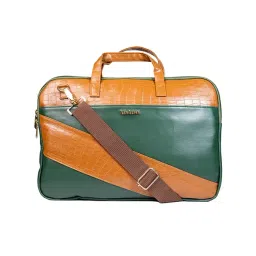 Man Arden Green & Tan Animal Effect 14 inch Medium Leather Laptop Bag-picture-19