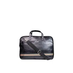 Man Arden Men Black & White Textured Leather Laptop Bag-picture-19