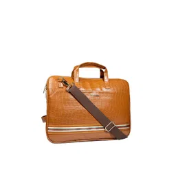 Man Arden Men Brown & White Leather Laptop Bag-picture-31