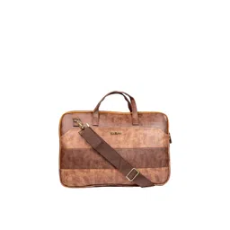Man Arden Men Tan Printed Leather Laptop Bag-picture-33
