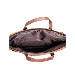 Man Arden Men Tan Printed Leather Laptop Bag image 4