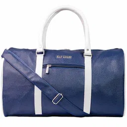 Man Arden PVC Leather Travel Duffle Bag,  Blue & White -picture-22