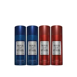 Denver Set of 4 Man of Steel Deodorant Body Spray 200ml / 127g Each - Pump & Challenge-picture-10