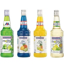Manama Lime and Mint mojito, Blue Curacao, Pinacolada and Original Mojito Syrup, 750ML Each, Pack of 4-image-3