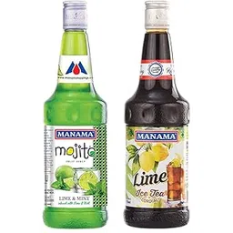 Manama Lime and Mint Mojito Flavoured Syrup and Lime Flavour Ice Tea, 750ML Each, Pack of 2-image-6