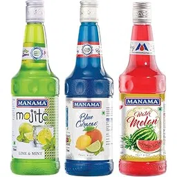 Manama Lime and Mint, Blue Curacao Syrup and Watermelon Fruit Syrup, 750ML Each, Pack of 3-image-2