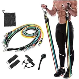 manav Resistant Band kit (5pcs Variable Toning Tube & 5 Utility & a Bag) Stretchable Resistance Tube-picture-17