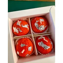 Mandy & Co Orange & Silver-Toned 4 Pieces Motichoor Laddu Lead-Free Wick Diya Candles-picture-19