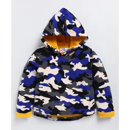 M'andy Full Sleeves Camouflage Printed Fleece Hoodie - Blue-picture-27