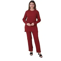 manera Premium Women's Winter wear Self Design Woolen Knitted Designer Cord Set (2 pcs)-picture-19