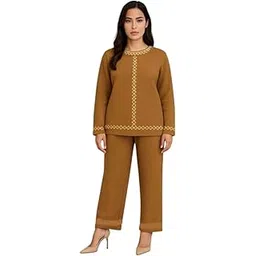 manera Premium Women's Winterwear Self Design Woolen Knitted Designer Cord Set (2 pcs)-picture-12