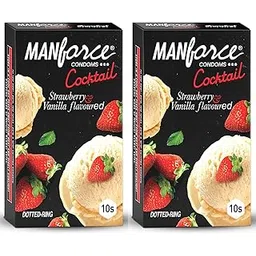 Manforce Cocktail Strawberry & Vanilla Flavoured Condoms for Men| 20 Count (Pack of 2)| Double the Fun with Double Flavour| Extra Dotted for Her Extra Stimulation-picture-21