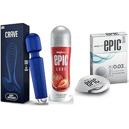 Manforce Epic Crave Massager | 20 Vibration Modes,Epic Lube | Strawberry | 60ml | Water-based & Epic ThinX | Ultra Thin Condoms with Easy Peel Pack | 3 Pcs-picture-21