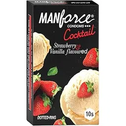 Manforce Cocktail Condoms with Dotted-Rings, Strawberry & Vanilla Flavoured- 10 Pieces-picture-10