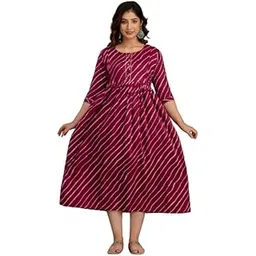 mangla kurti Women's Cotton Anarkali Maternity Feeding Kurti Gown (MK_Lahariya_Dark_Pink_148_L)-picture-26