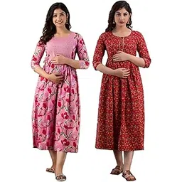 mangla kurti Women's Cotton Printed Anarkali Maternity Feeding Gown Kurti -(Gown_2_PO2)-picture-28