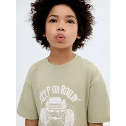 Mango Kids Boys Printed Drop-Shoulder Sleeves Pure Cotton T-Shirt-picture-32