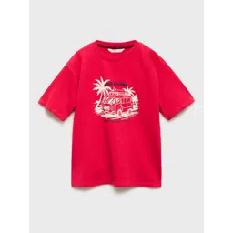 Mango Kids Boys Pure Cotton Graphic Printed Drop Shoulder Sleeves T-shirt-picture-29