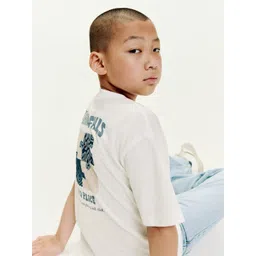 Mango Kids Boys Pure Cotton Typography Printed Drop-Shoulder Sleeves T-shirt-picture-28