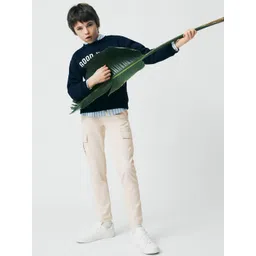 Mango Kids Boys Solid Cargo Trousers image 4