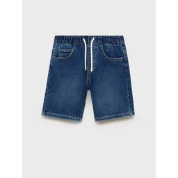 Mango Kids Boys Solid Regular Fit Denim Shorts image 1
