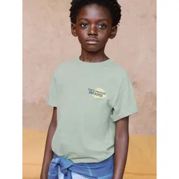 Mango Kids Boys Typography Printed Drop-Shoulder Sleeves Pure Cotton T-Shirt-picture-42