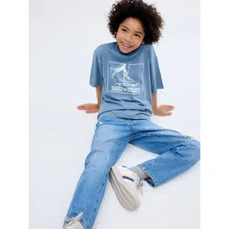 Mango Kids Boys Typography Printed Drop-Shoulder Sleeves Pure Cotton T-Shirt-picture-16