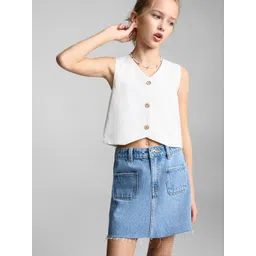 Mango Kids Girls Cotton Denim Skirt-picture-50