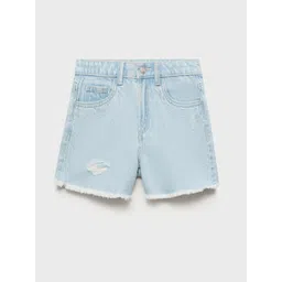 Mango Kids Girls Cotton Ripped Frayed Denim Shorts-picture-36